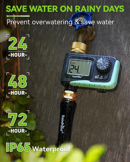 Sprinkler Timer, Programmable Water Timer for Garden Hose, Outdoor Soaker Hose Timed with Rain Delay/Manual/Automatic Watering System, Digital Irrigation for Yard, Lawn, 1 Outlet