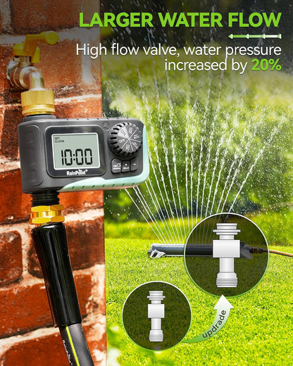 Sprinkler Timer, Programmable Water Timer for Garden Hose, Outdoor Soaker Hose Timed with Rain Delay/Manual/Automatic Watering System, Digital Irrigation for Yard, Lawn, 1 Outlet