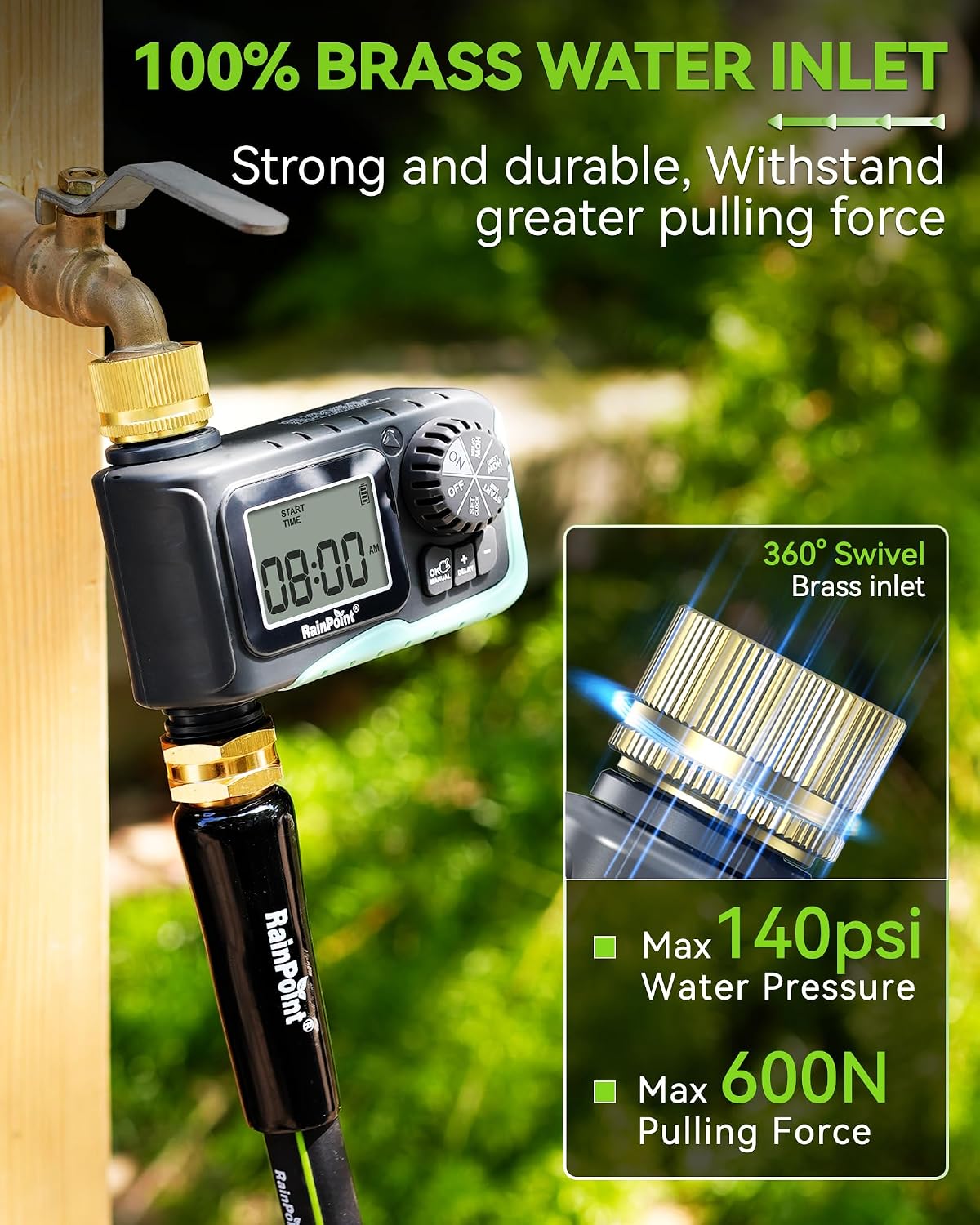 Sprinkler Timer, Programmable Water Timer for Garden Hose, Outdoor Soaker Hose Timed with Rain Delay/Manual/Automatic Watering System, Digital Irrigation for Yard, Lawn, 1 Outlet