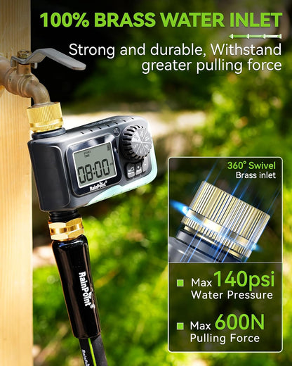 Sprinkler Timer, Programmable Water Timer for Garden Hose, Outdoor Soaker Hose Timed with Rain Delay/Manual/Automatic Watering System, Digital Irrigation for Yard, Lawn, 1 Outlet