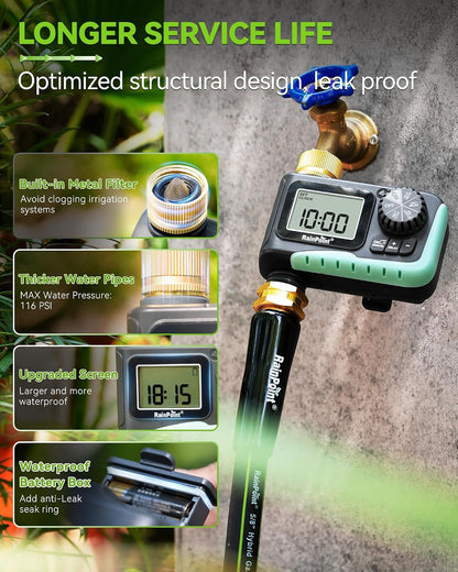 Sprinkler Timer, Programmable Water Timer for Garden Hose, Outdoor Soaker Hose Timed with Rain Delay/Manual/Automatic Watering System, Digital Irrigation for Yard, Lawn, 1 Outlet