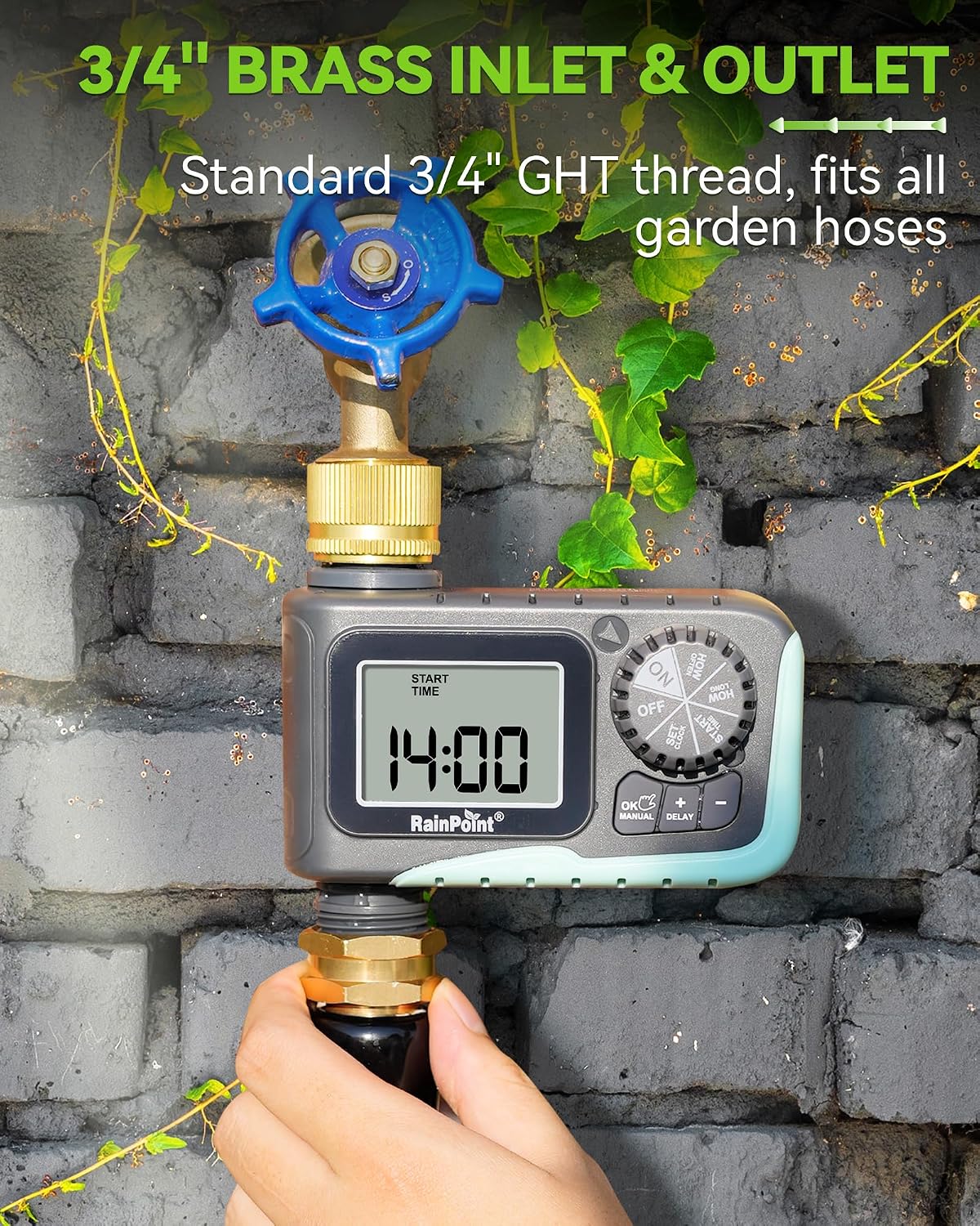 Sprinkler Timer, Programmable Water Timer for Garden Hose, Outdoor Soaker Hose Timed with Rain Delay/Manual/Automatic Watering System, Digital Irrigation for Yard, Lawn, 1 Outlet