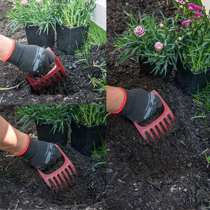 Garden Hand Cultivator Includes 2 Pairs of Spandex Gardening Gloves - ergonomically Designed to rake, dig, Weed, Plant, Aerate and Cultivate Vegetable and Flower beds (Small)
