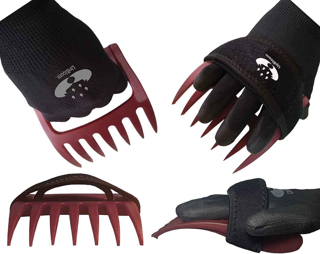 Garden Hand Cultivator Includes 2 Pairs of Spandex Gardening Gloves - ergonomically Designed to rake, dig, Weed, Plant, Aerate and Cultivate Vegetable and Flower beds (Small)