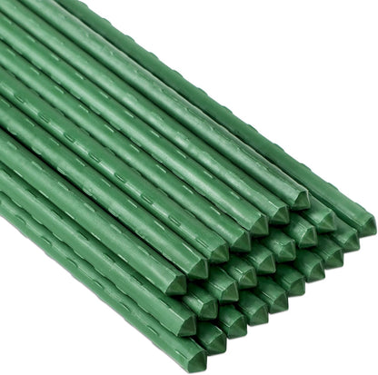 FORUP Garden Stakes, 25 Pack Steel Plant Stakes with Plastic Coating for Climbing Plants, Tomato Eggplant Bean Support, Rust-Resistant Outdoor Garden Stakes (58 Inch)