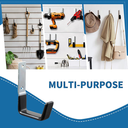 Heavy Duty Steel Garage Hooks,Garage Storage Utility Hooks,Anti-Slip Garage Hooks,Garage Garden Tool Organizer,Steel Wall Mount Hooks, Garden Hose Hanger, Garden J Hooks (Small-2PC)