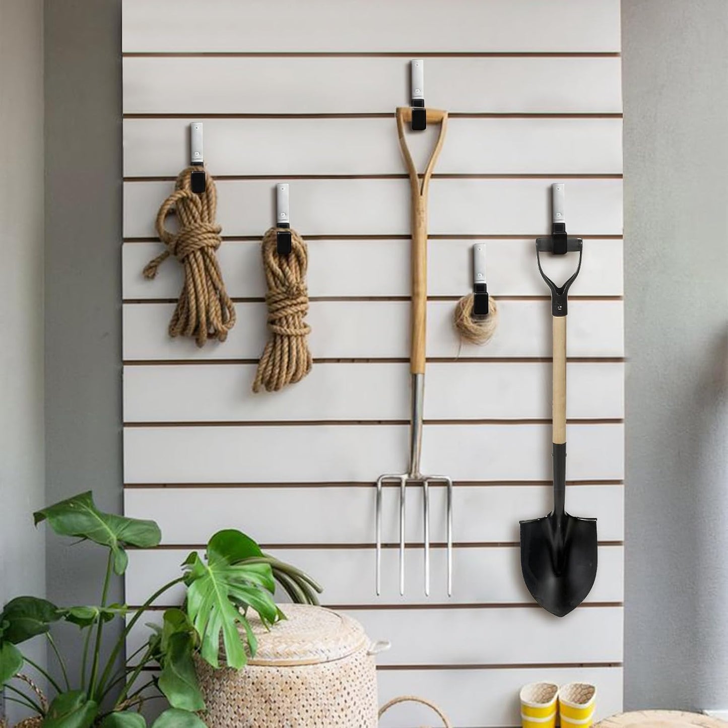 Heavy Duty Steel Garage Hooks,Garage Storage Utility Hooks,Anti-Slip Garage Hooks,Garage Garden Tool Organizer,Steel Wall Mount Hooks, Garden Hose Hanger, Garden J Hooks (Small-2PC)