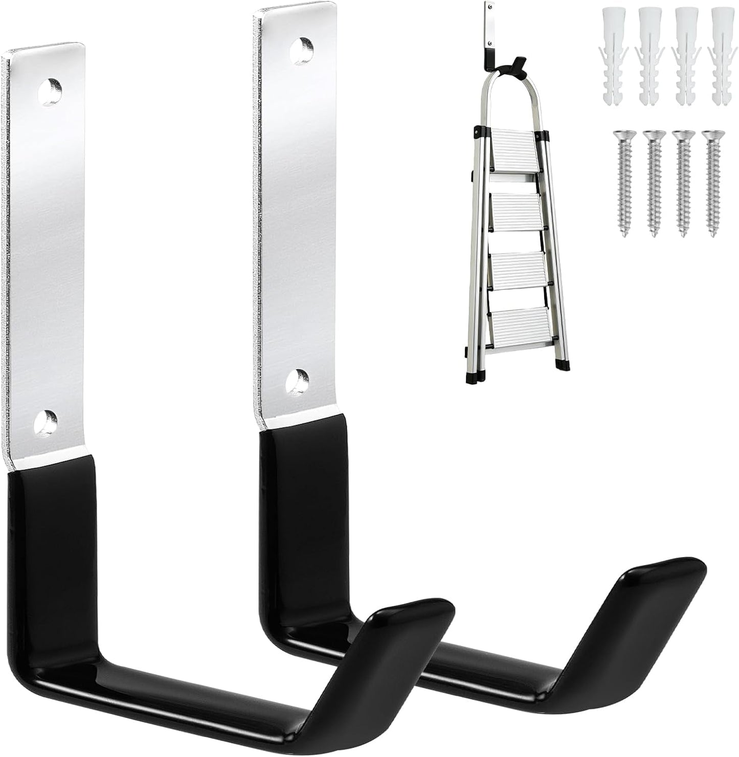 Heavy Duty Steel Garage Hooks,Garage Storage Utility Hooks,Anti-Slip Garage Hooks,Garage Garden Tool Organizer,Steel Wall Mount Hooks, Garden Hose Hanger, Garden J Hooks (Small-2PC)