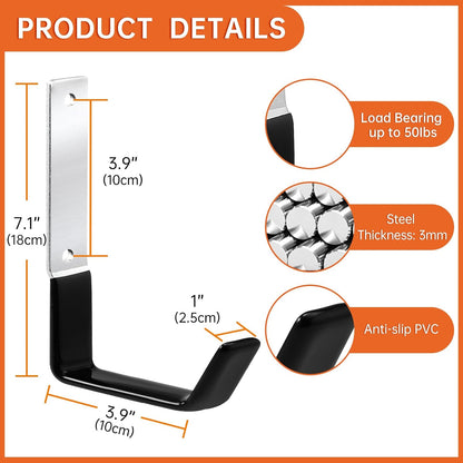Heavy Duty Steel Garage Hooks,Garage Storage Utility Hooks,Anti-Slip Garage Hooks,Garage Garden Tool Organizer,Steel Wall Mount Hooks, Garden Hose Hanger, Garden J Hooks (Small-2PC)