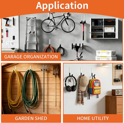 Heavy Duty Steel Garage Hooks,Garage Storage Utility Hooks,Anti-Slip Garage Hooks,Garage Garden Tool Organizer,Steel Wall Mount Hooks, Garden Hose Hanger, Garden J Hooks (Small-2PC)