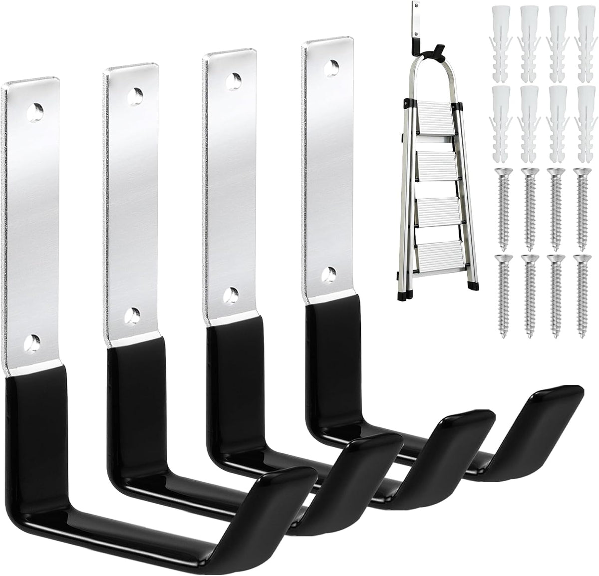 Heavy Duty Steel Garage Hooks,Garage Storage Utility Hooks,Anti-Slip Garage Hooks,Garage Garden Tool Organizer,Steel Wall Mount Hooks, Garden Hose Hanger, Garden J Hooks (Small-2PC)