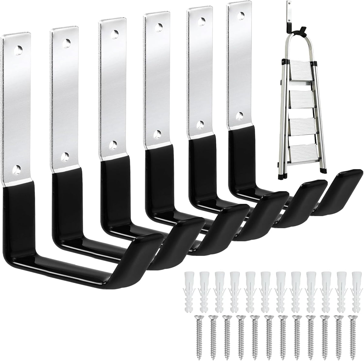 Heavy Duty Steel Garage Hooks,Garage Storage Utility Hooks,Anti-Slip Garage Hooks,Garage Garden Tool Organizer,Steel Wall Mount Hooks, Garden Hose Hanger, Garden J Hooks (Small-2PC)