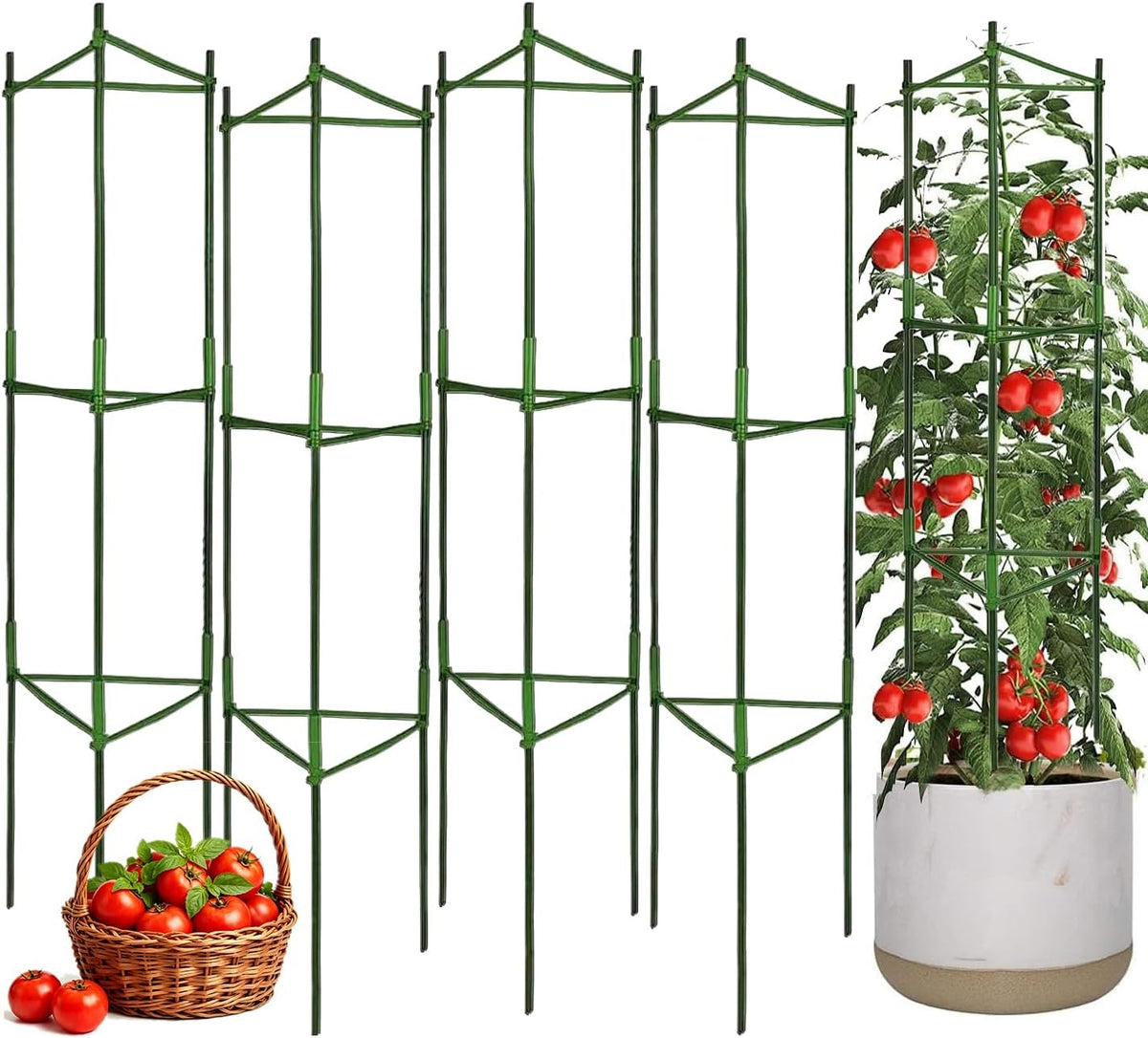 4Pack Tomato Cage for Garden, 50.2Inch Plant Support Garden Stakes