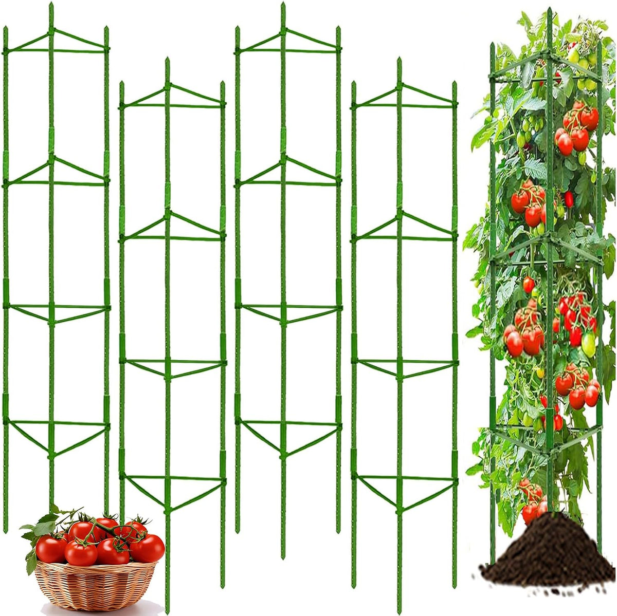 4Pack Tomato Cage for Garden, 50.2Inch Plant Support Garden Stakes