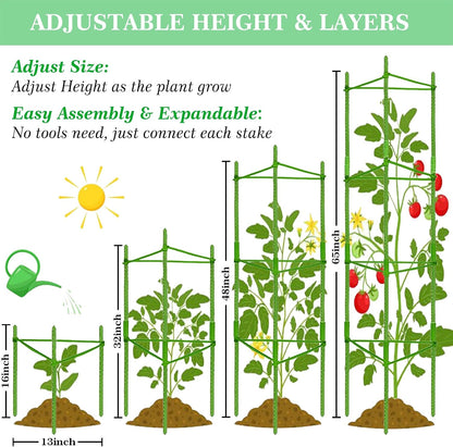 4Pack Tomato Cage for Garden, 50.2Inch Plant Support Garden Stakes