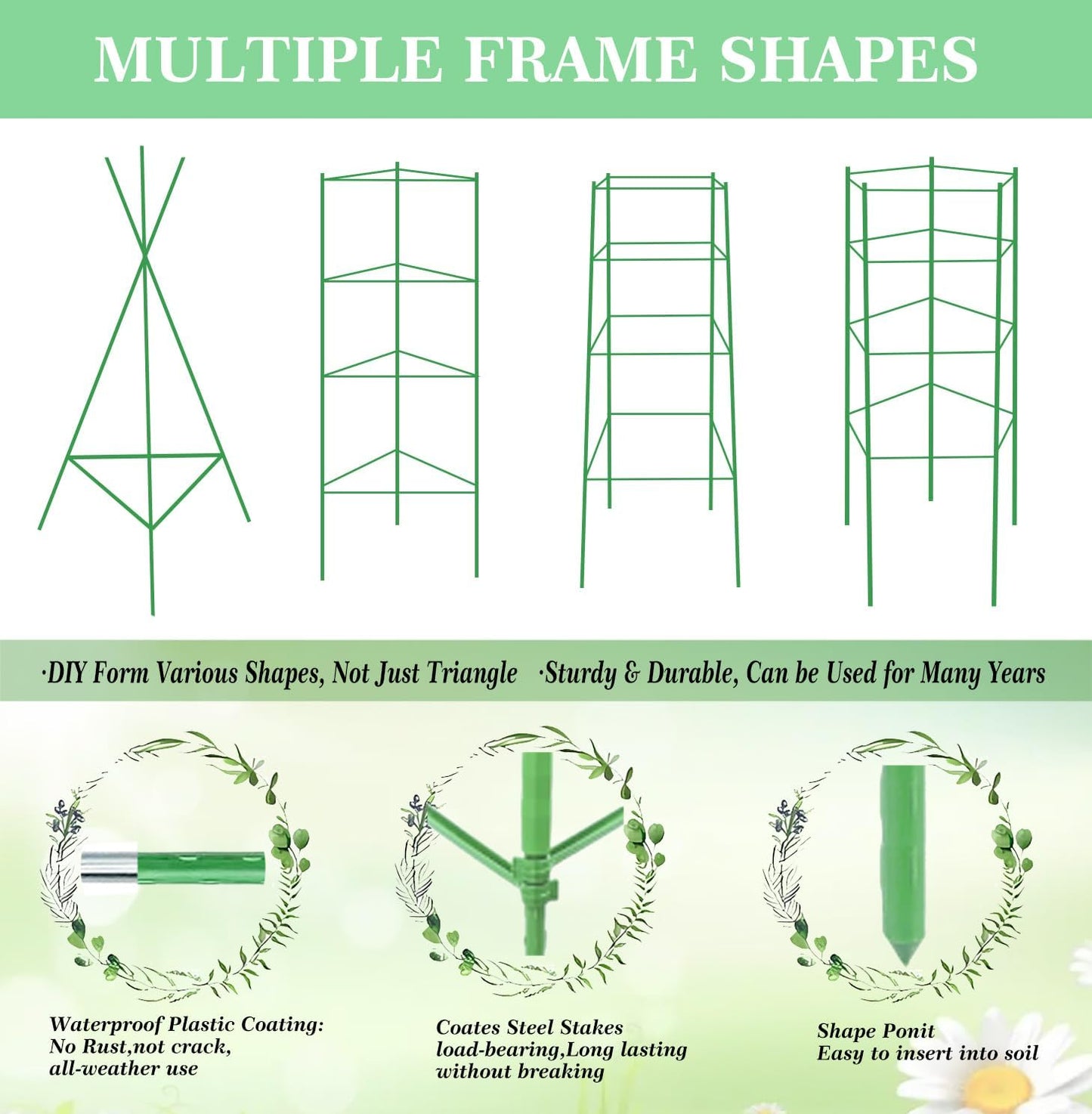 4Pack Tomato Cage for Garden, 50.2Inch Plant Support Garden Stakes