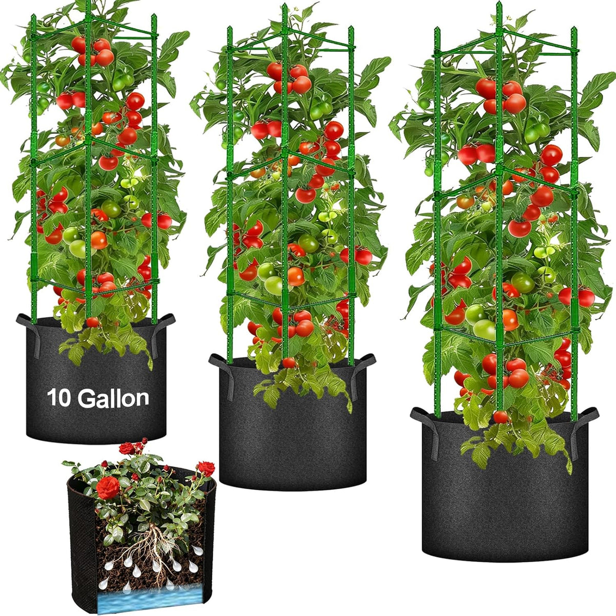 4Pack Tomato Cage for Garden, 50.2Inch Plant Support Garden Stakes