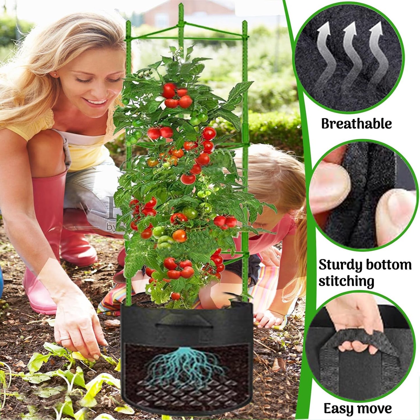 4Pack Tomato Cage for Garden, 50.2Inch Plant Support Garden Stakes
