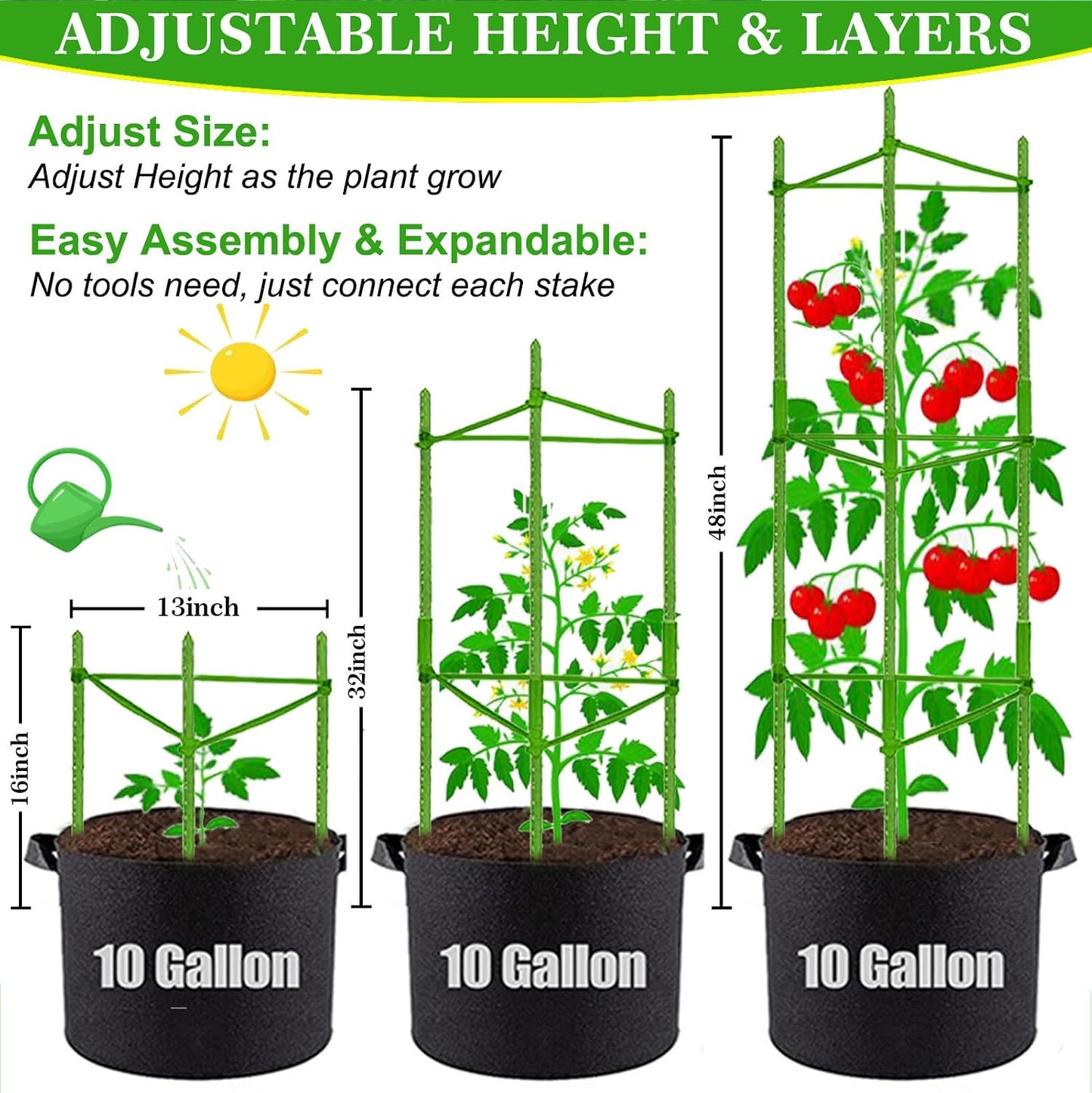 4Pack Tomato Cage for Garden, 50.2Inch Plant Support Garden Stakes