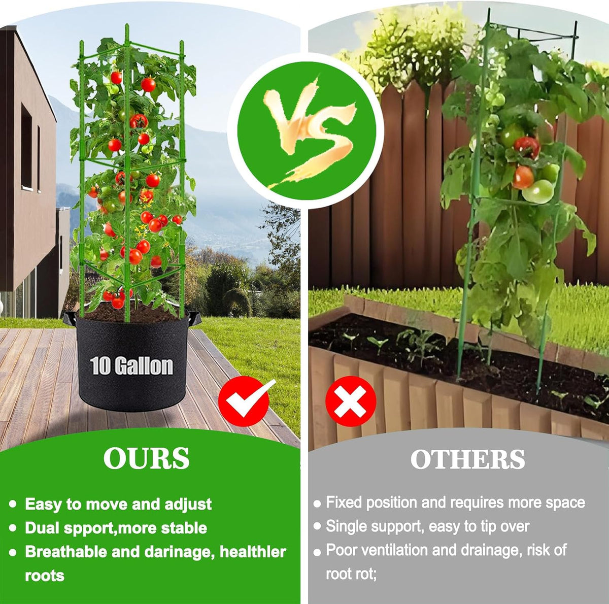 4Pack Tomato Cage for Garden, 50.2Inch Plant Support Garden Stakes