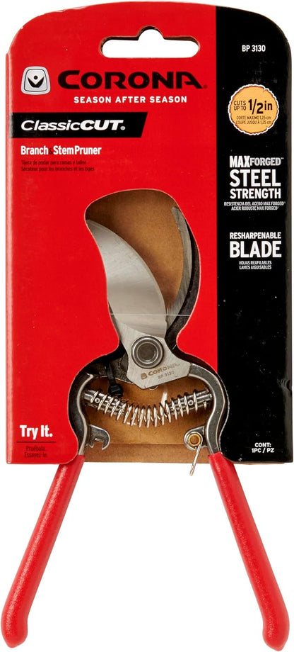 Corona BP 3180D Forged Classic Bypass Pruner with 1" Cutting Capacity, 1", Red