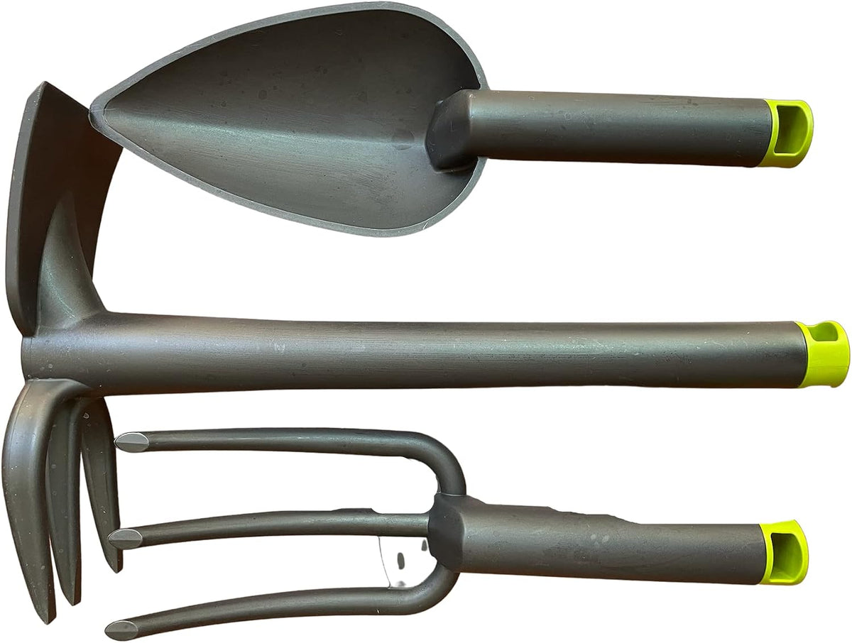 Garden Hand Tool Set 3 Piece - Gardening Kit - Cultivator, Hand Trowel, Hoe and Hand Tiller, Outdoor Gardening Tools Gift for Women, Men and Children