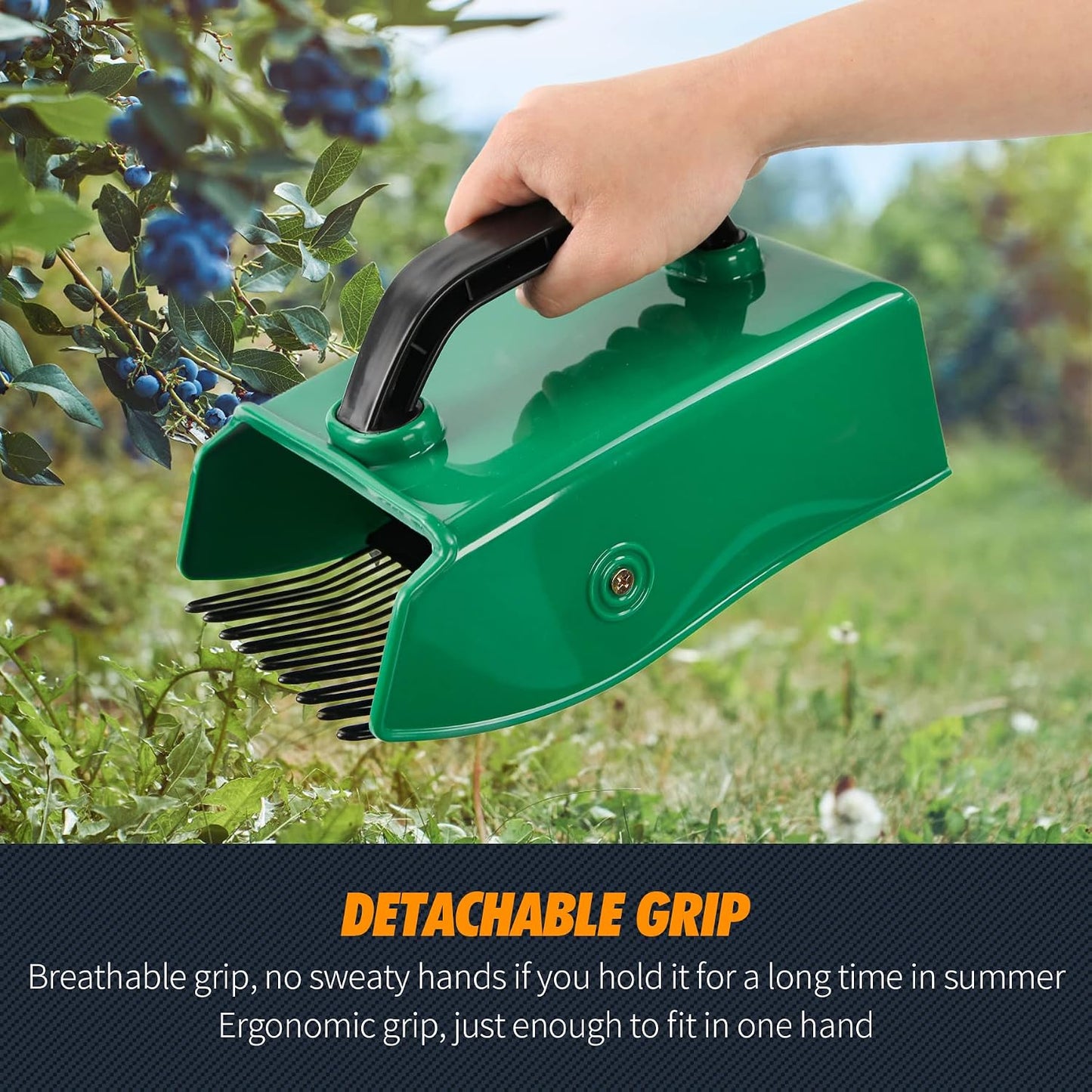 Berry Picker Scoop with Metal Comb, Ergonomic Handle Blueberry Harvester