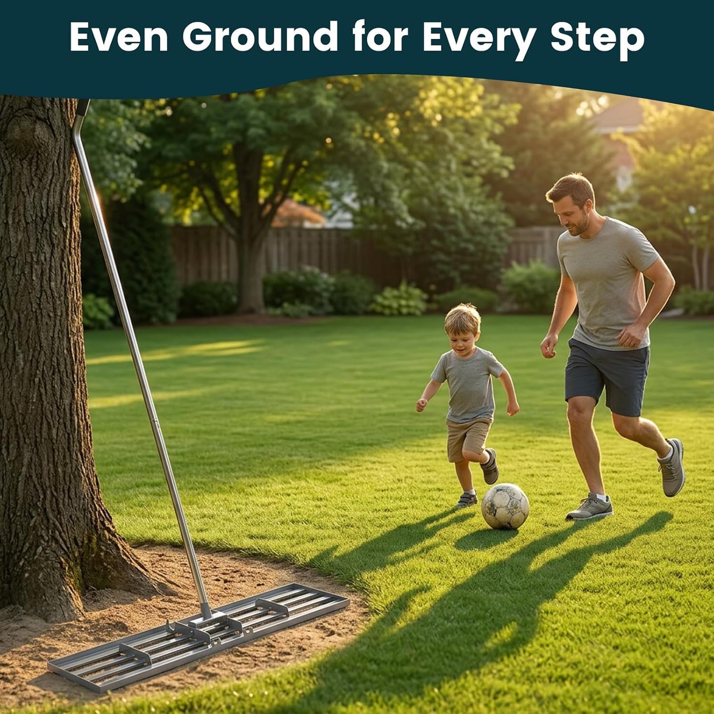 Lawn Leveling Rake 30x10 inch, (Professional-Grade) Lawn Leveler Tool with Stainless Steel Handle Rakes for Lawns Heavy Duty Landscape Rake for Backyard, Garden, Golf Course, Farm, Pasture