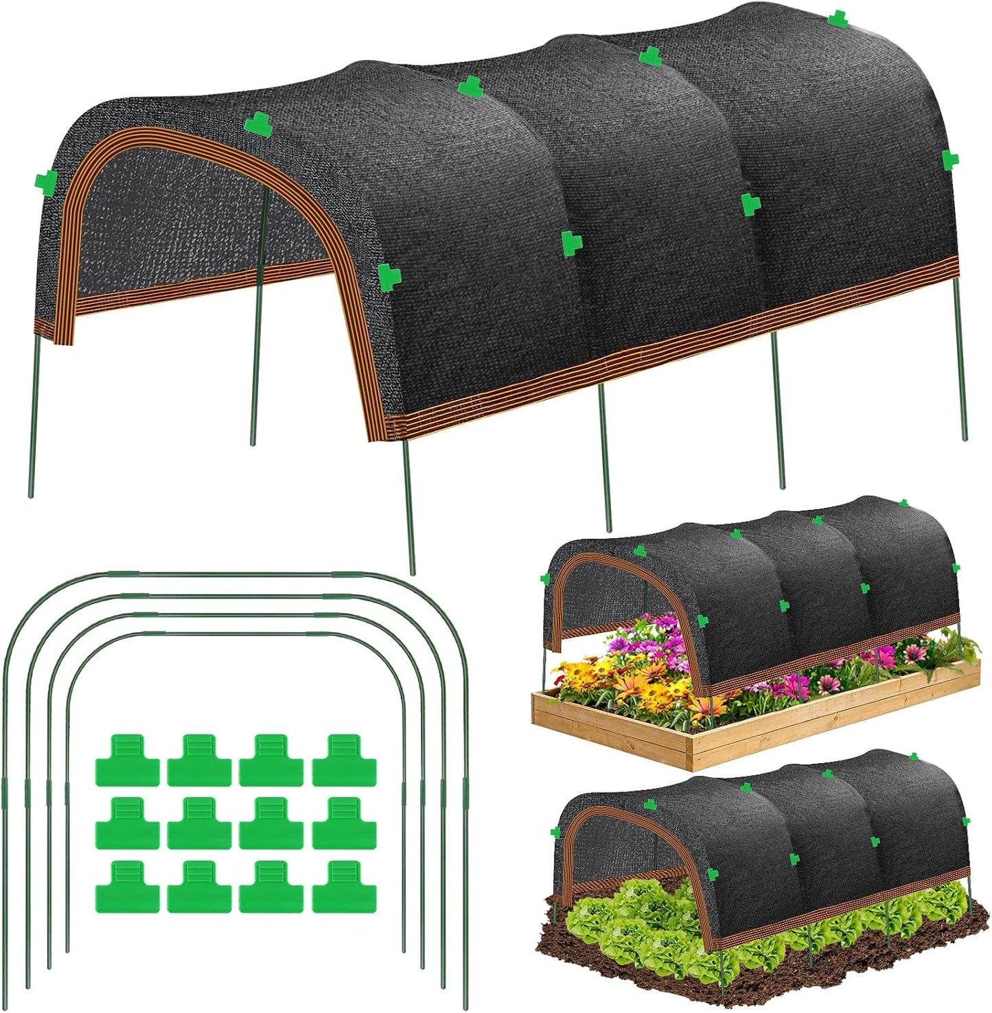 79"x40" Upgraded Garden Shade Kit, 75% Garden Shade Cloth with 11mm Hoops