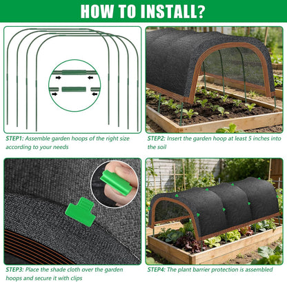 79"x40" Upgraded Garden Shade Kit, 75% Garden Shade Cloth with 11mm Hoops