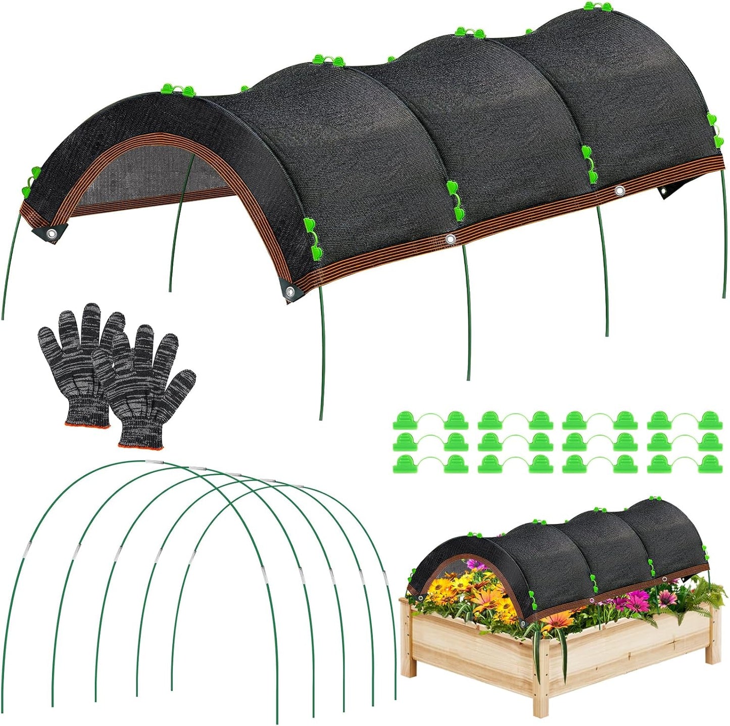79"x40" Upgraded Garden Shade Kit, 75% Garden Shade Cloth with 11mm Hoops