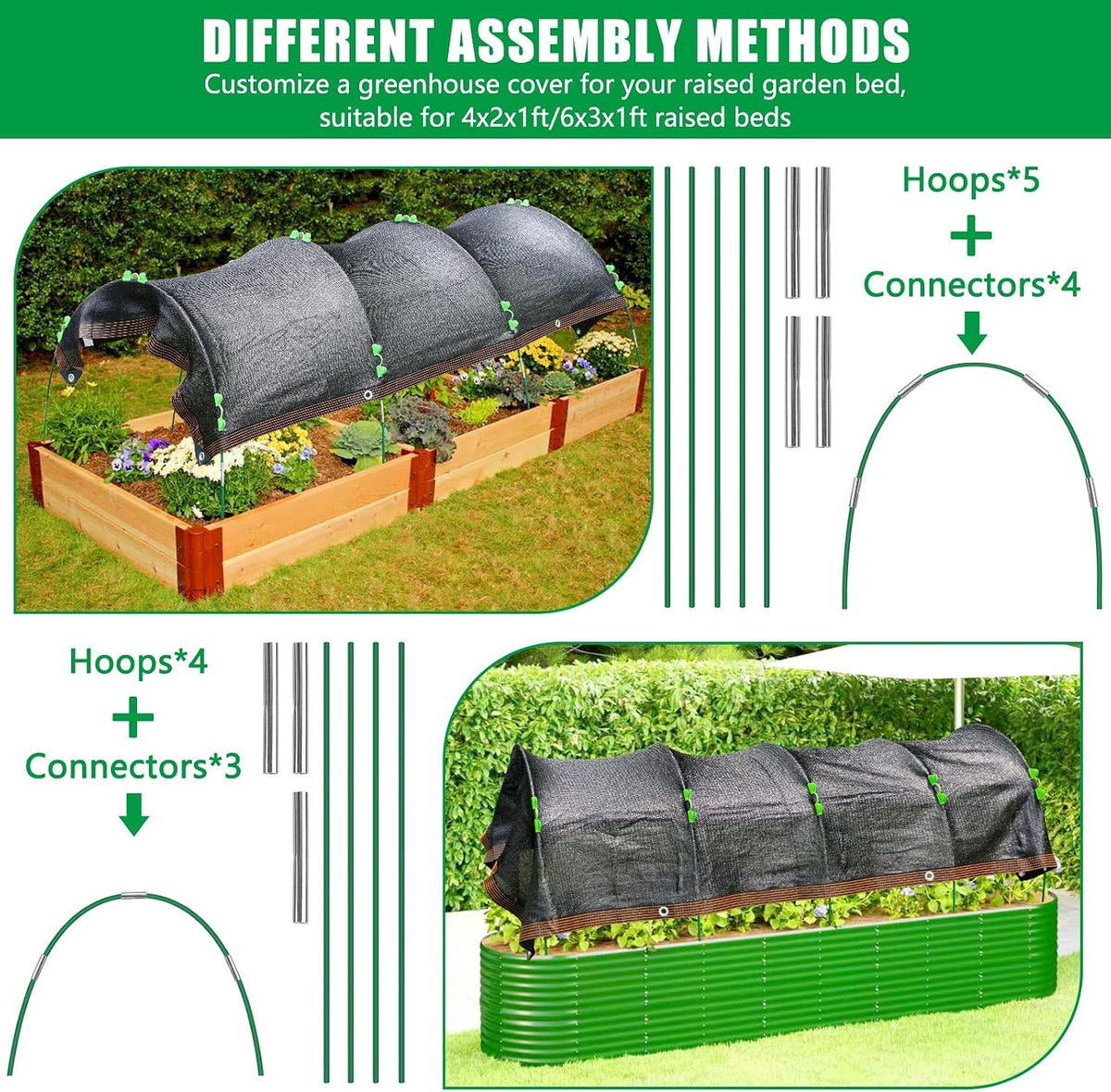 79"x40" Upgraded Garden Shade Kit, 75% Garden Shade Cloth with 11mm Hoops