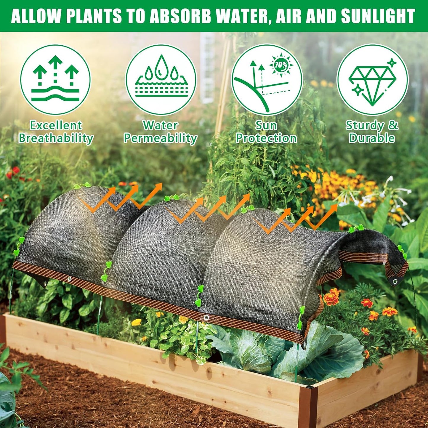 79"x40" Upgraded Garden Shade Kit, 75% Garden Shade Cloth with 11mm Hoops