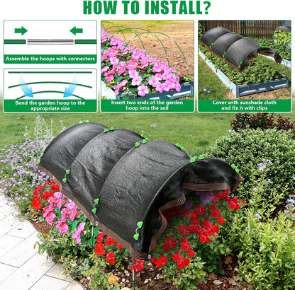 79"x40" Upgraded Garden Shade Kit, 75% Garden Shade Cloth with 11mm Hoops