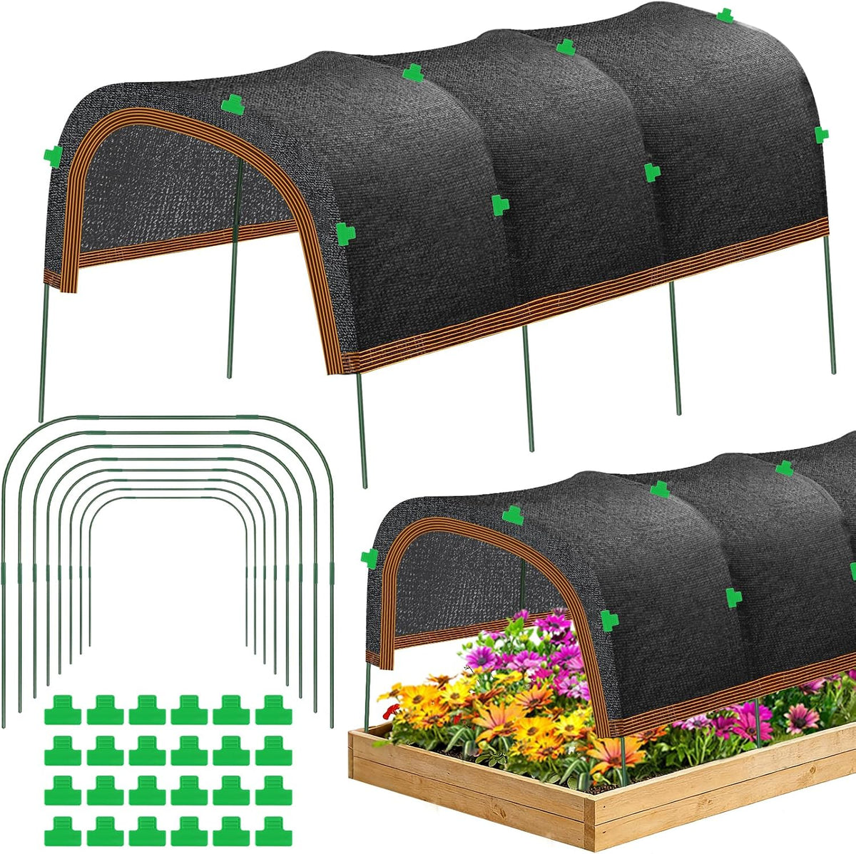 79"x40" Upgraded Garden Shade Kit, 75% Garden Shade Cloth with 11mm Hoops