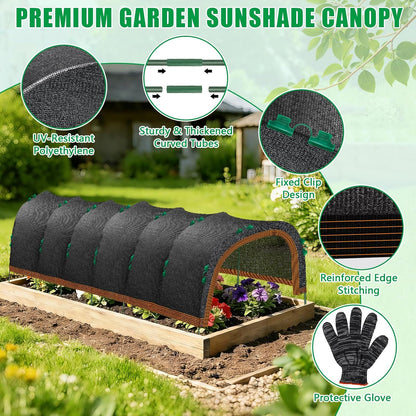 79"x40" Upgraded Garden Shade Kit, 75% Garden Shade Cloth with 11mm Hoops