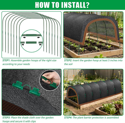 79"x40" Upgraded Garden Shade Kit, 75% Garden Shade Cloth with 11mm Hoops