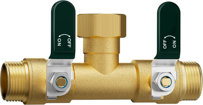 Garden Hose Splitter 3 Way, Heavy Duty Solid Brass Hose Splitter with Shutoff Valves, Water Spigot Splitter With 304 Stainless Steel Handle, Full Flow Outdoor Faucet Splitter, 3/4" GHT Thread