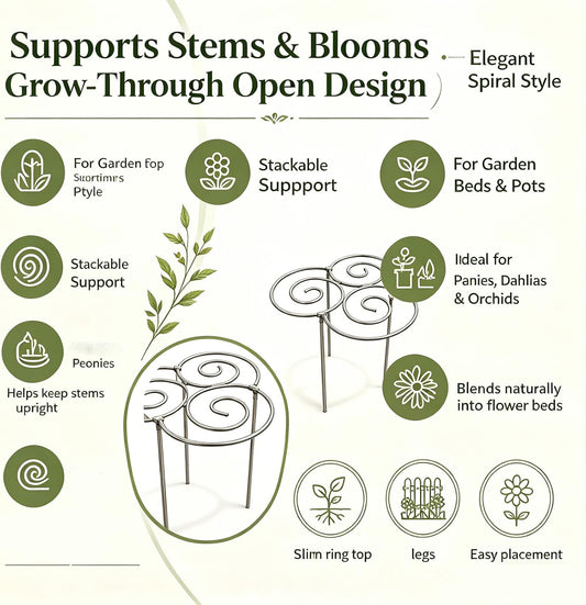 Decorative Peony Support, Decorative Peony Cages, Peony Supports for Outdoor Plants, Metal Plant Support Ring Garden,Heavy-Duty Flower Support Frame, Flower Hoop Upright Growth Protect (Medium-3pcs)