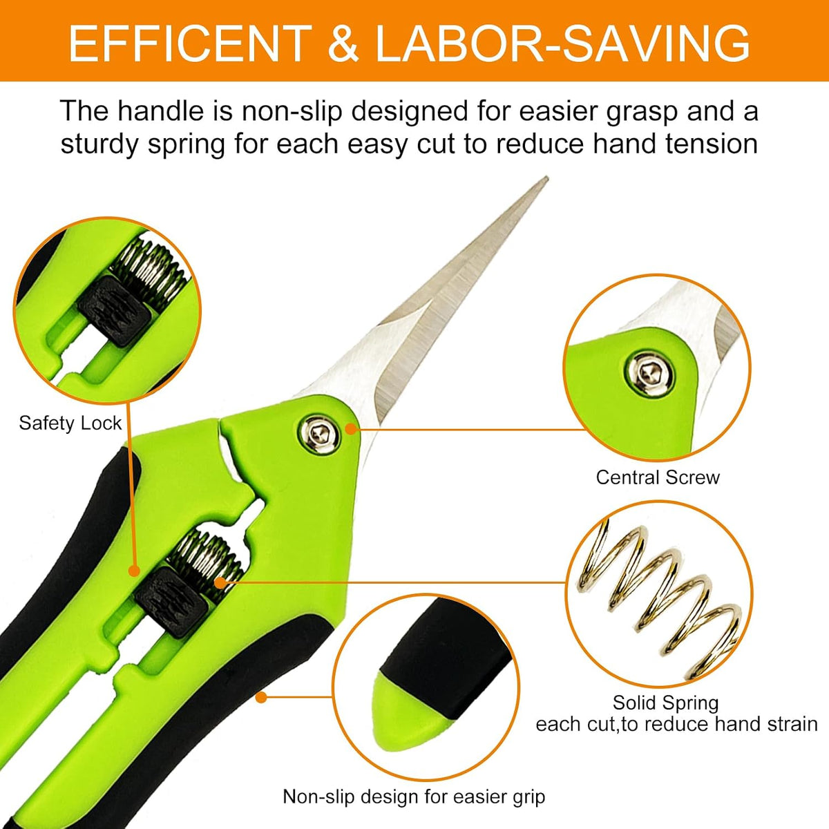 5 Pack Pruning Shears, Garden Shears with Gardening gloves, Garden Clippers Handheld, Straight Stainless Steel Garden Snips, Gardening Shears, Garden Scissors, Pruners for Gardening