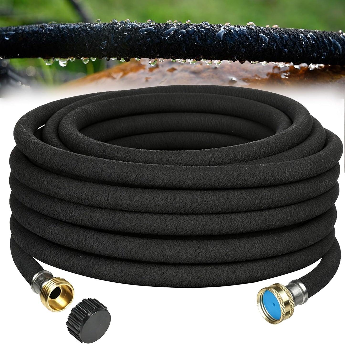 Soaker Hose 5/8" 75FT 1 Pack Garden Drip Hoses Aluminum Couplings