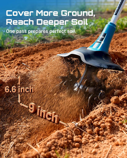 Cordless Tiller Cultivator, 20V Electric Tiller for Gardening