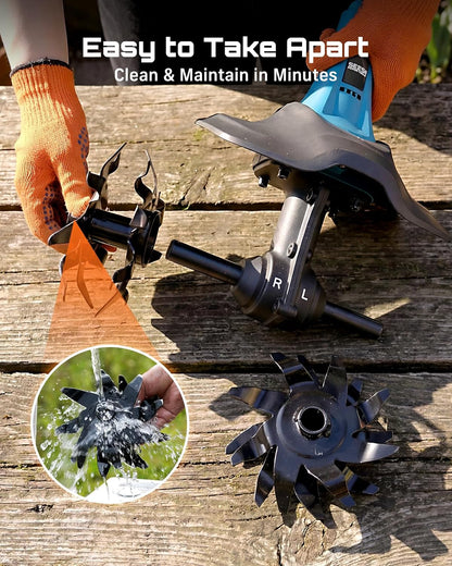 Cordless Tiller Cultivator, 20V Electric Tiller for Gardening