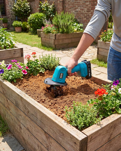 Cordless Tiller Cultivator, 20V Electric Tiller for Gardening