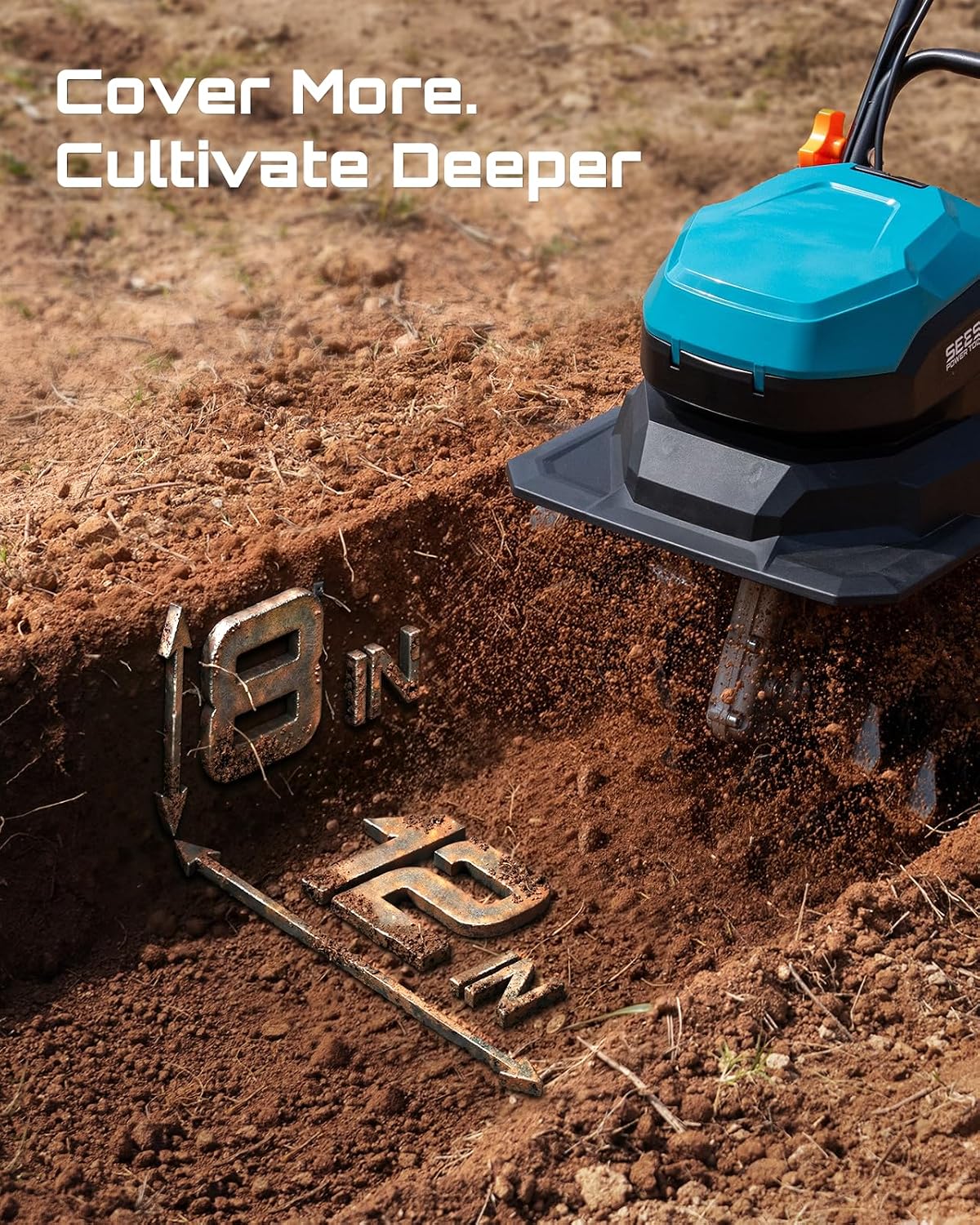 Cordless Tiller Cultivator, 20V Electric Tiller for Gardening