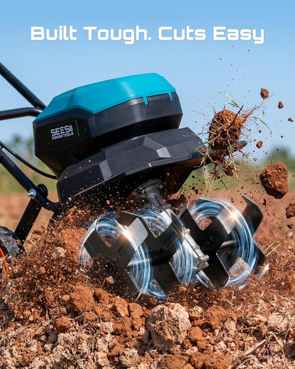 Cordless Tiller Cultivator, 20V Electric Tiller for Gardening