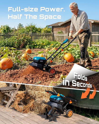 Cordless Tiller Cultivator, 20V Electric Tiller for Gardening