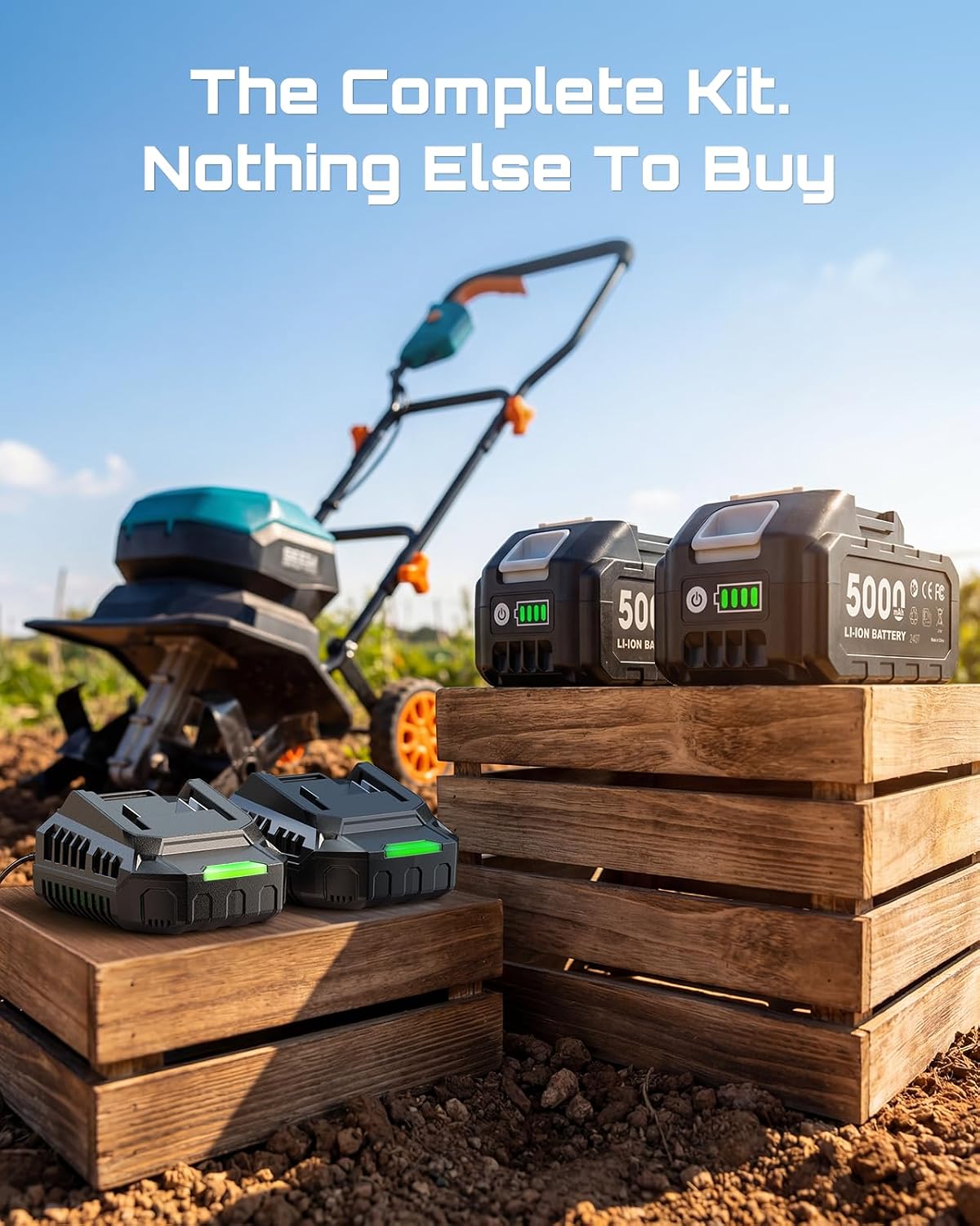 Cordless Tiller Cultivator, 20V Electric Tiller for Gardening