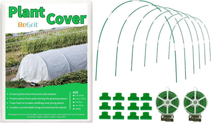 Greenhouse Hoops Grow Tunnel 6 Sets of 8FT Long Garden Hoops with Plant Covers Freeze Protection Kit 10Ft x 30Ft Floating Row Cover