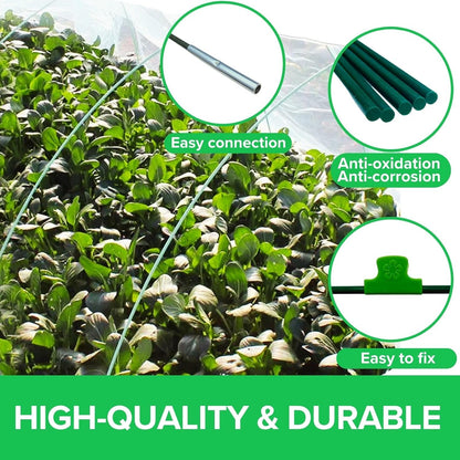 Greenhouse Hoops Grow Tunnel 6 Sets of 8FT Long Garden Hoops with Plant Covers Freeze Protection Kit 10Ft x 30Ft Floating Row Cover